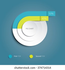 bright vector pie chart for infographic design / modern pie chart with 2 option