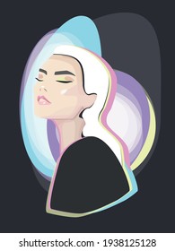 bright vector portrait of a girl