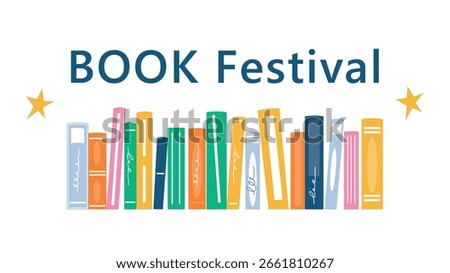 Bright vector poster with books and reading symbols. Perfect for library events, book festivals, school projects and education designs. Modern colorful layout for print and web.