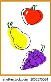 Bright vector poster with fruits