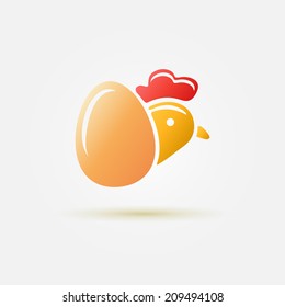 Bright vector poultry symbol l - simple chicken and egg icon