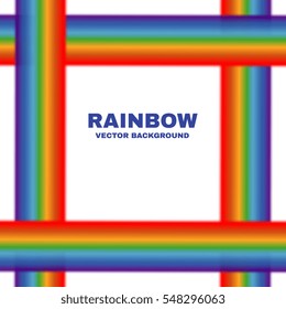 Bright vector rainbows frame white background