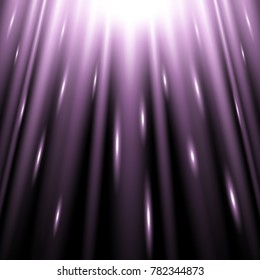 Bright vector rays, light effect isolated on black background, light effect, purple color