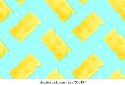 bright vector seamless pattern, cheese pattern, cheese slices, fabric pattern 