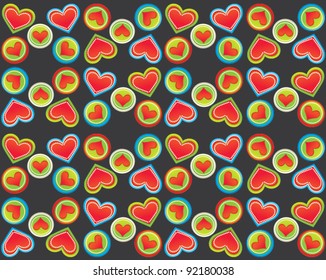 bright vector seamless pattern with colorful images of hearts