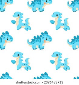 Bright vector seamless pattern. Cute dinosaurs. Pattern for baby clothes, textiles, diapers and fabrics.