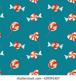 Bright vector seamless pattern with lollipops
