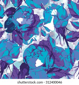 Bright vector seamless pattern of peonies.
