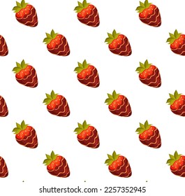 patrón vectorial brillante sin soldadura, patrón de fresa de fresa, fresas cubiertas de chocolate, patrón de tela 