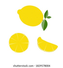 Bright vector set of colorful juicy lemon.