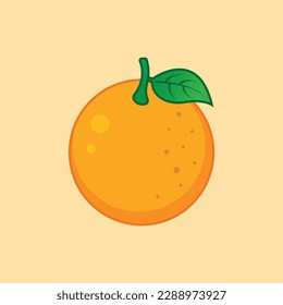 Bright vector set of colorful juicy orange. Fresh cartoon orange on light orange background.
