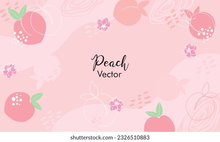 Bright vector set of colorful juicy peach isolated on white. Peach. Set. Set of colorful peach fruit, leaves, branches and flowers isolated on white background.