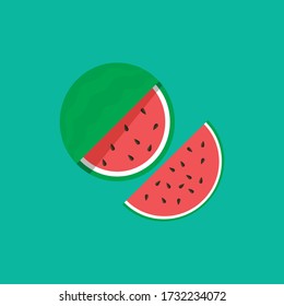 Bright vector set of juice watermelon isolated on colorful background.