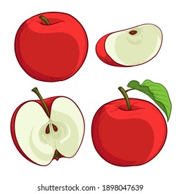 Helle Vektorgrafik von roten Äpfeln. Frische rote Äpfel auf weißem Hintergrund.