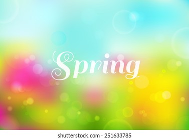 Bright vector spring colored background with bokeh effect