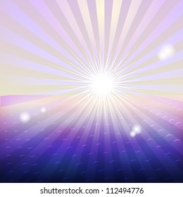 bright vector sunburst over the sea