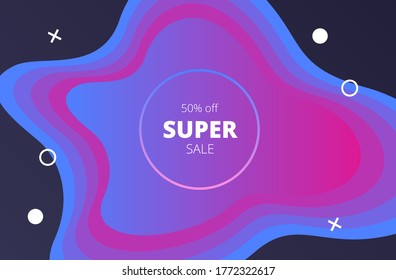 bright vector template with wavy lines and the inscription super sale