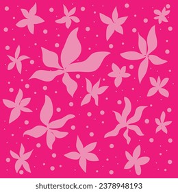 Bright vector texture in the form of a floral pattern on a pink background