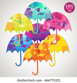 Bright vector umbrellas set