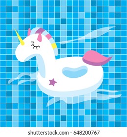 bright vector unicorn float in the pool