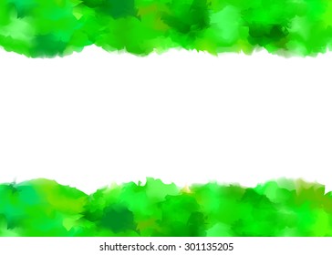 bright vector watercolor green background isolated on white
