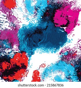 Bright vector watercolor texture with text place. Grunge background with drops and splashes.