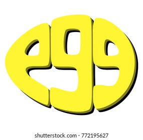 Bright vector word egg. 3d hand lettering word in the form of an egg. Concept for logo, card, typography, poster, print.