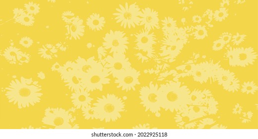 Bright vector yellow background with the texture of daisies. Abstract background with flowers. A luxury template for your design.