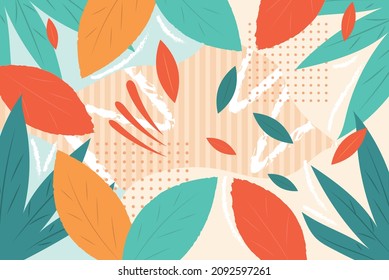 Bright vegetable background. Leaves of trees, plants. Abstract background