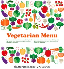 Bright vegetable set in flat style. Icons of vegetables. vector