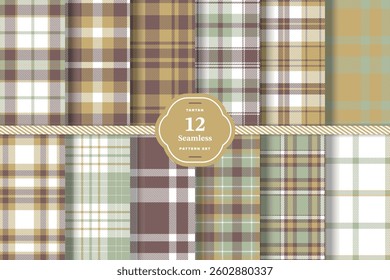 Bright Vermillion Seamless Tartan with Autumn Rust accents Fabric Design Set of 12