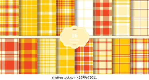 Bright Vermillion and Warm Tangerine Seamless Tartan Textile Design