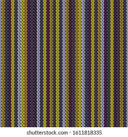 Bright vertical stripes knit texture geometric vector seamless. Pullover knitting pattern imitation. Scandinavian style seamless knitted pattern. Winter holidays wallpaper.