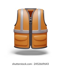 Bright vest with reflective stripes. Sleeveless clothes of builder, repairman, rescuer