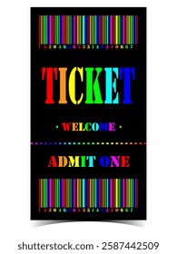 Bright and Vibrant Admission Ticket with Barcode for Events and Entertainment