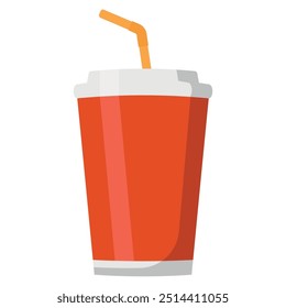 A Bright and Vibrant Beverage Cup with a Straw An Illustration of a Refreshing Drink