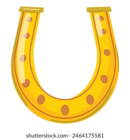 Bright and vibrant cartoon lucky horseshoe icon illustration with polka dots, representing luck, fortune, and prosperity in western mythology and culture