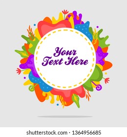 Bright and vibrant decorative frames featuring floral and abstract elements, perfect for highlighting custom text. Excellent for greeting cards, invitations, event banners, and creative designs.
