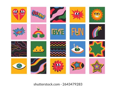 Bright Vibrant Quirky Element Set