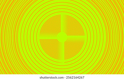 Bright Vibrant Radiating Yellow and Orange Concentric Circles Patterns Abstract Design. The abstract composition evokes vibrancy and energy, showcasing a modern and contemporary design