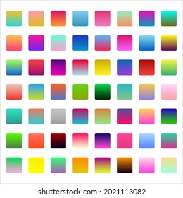 Bright vibrant set gradients background Color Swatches Flat Vector