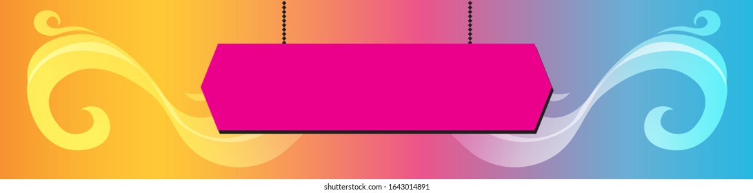 Bright and vibrant steam food ad horizontal banner signboard template with smoke design and funky gradient color pop with empty space on the board for your text and artistic elements.