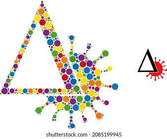 Bright vibrant vector delta Covid virus random dot mosaic for LGBT, and an original icon. Circle random parts are grouped into abstract mosaic delta Covid virus icon.