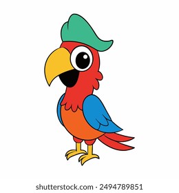 Bright and vibrant vector illustration of a colorful parrot with detailed plumage, perfect for creative projects and tropical-themed designs