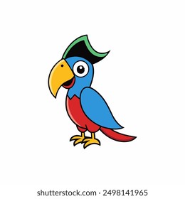 Bright and vibrant vector illustration of a colorful parrot with detailed plumage, perfect for creative projects and tropical-themed designs