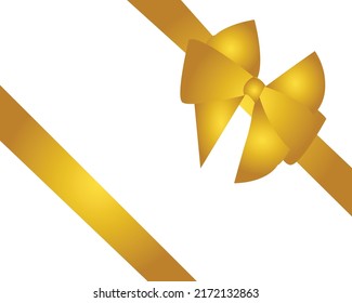 bright vibrant yellow ribbon bow vector gift illustration