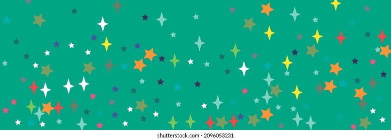 Bright Vibrant Yellow Sea Red Green Azure Stars Sky Background. Indigo Vivid Print Multicolor Blue Colorful Turquoise Background. Chaotic White Lavender Violet Pink Orange Pastel Stars Ornament.