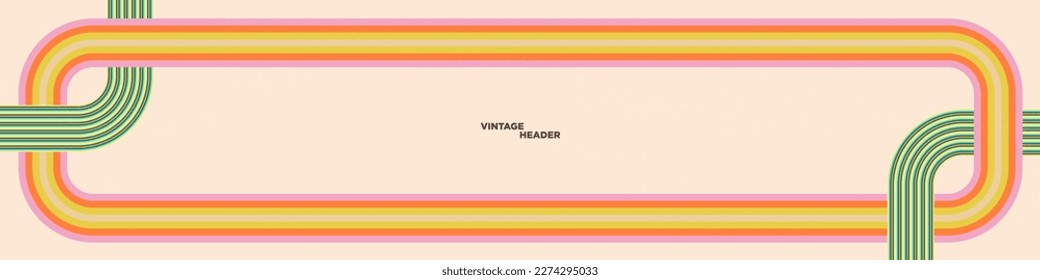 
Bright Vintage Header Background. Horizontal 1970's inspired background with linear frame. Vector Illustration. EPS 10.