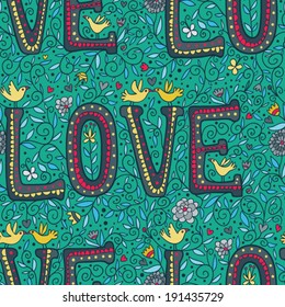 bright vintage love seamless pattern