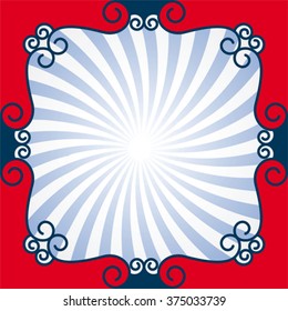 bright vintage poster with a rays background